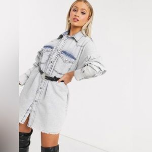 ASOS denim oversized shirt dress in lightwash blue, NWOT